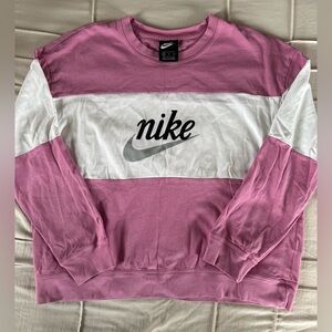 Nike Pink and White Varsity Top